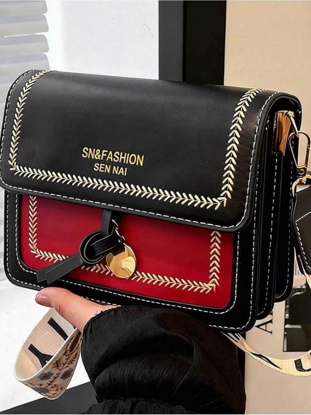 Black and Red Crossbody Bag